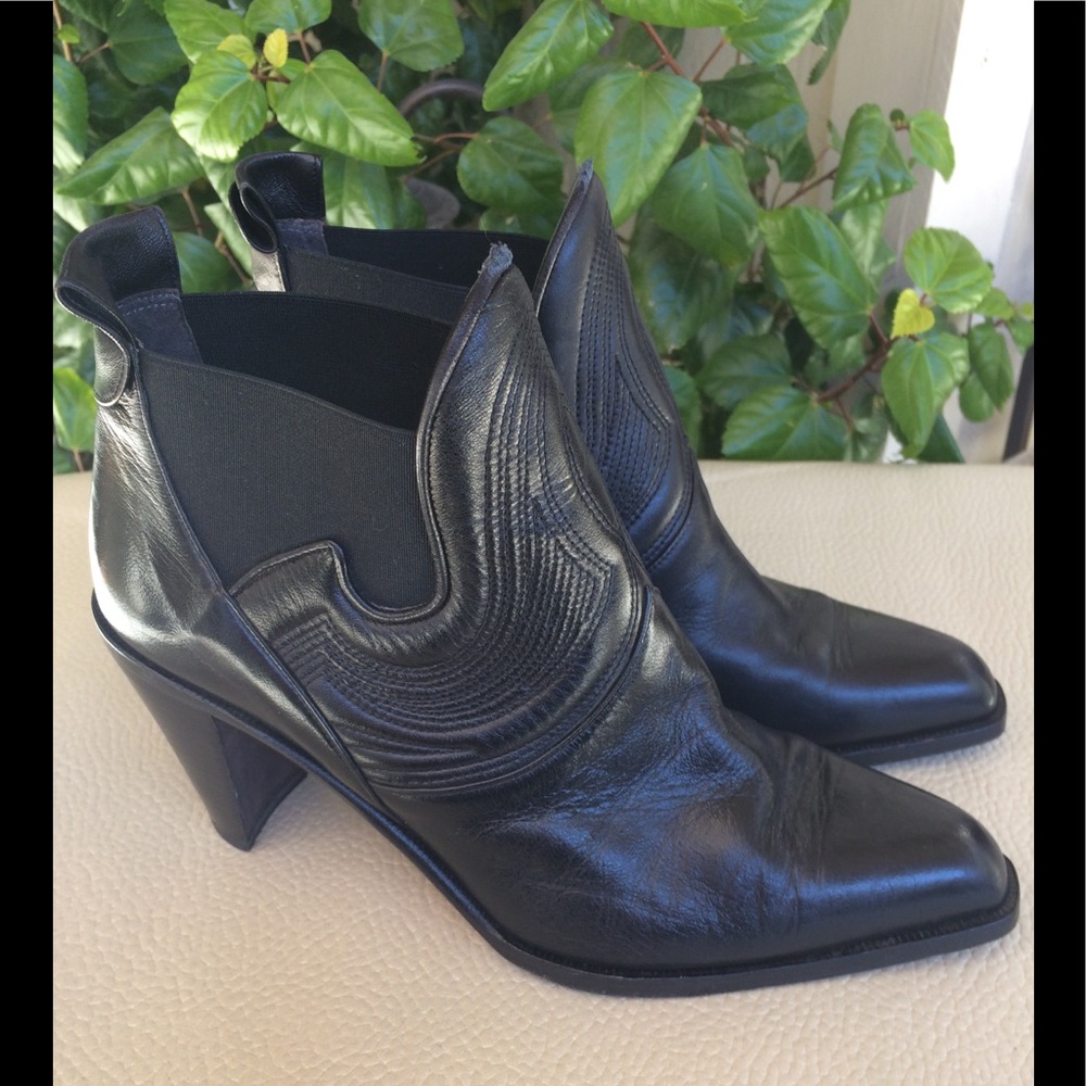 Via Spiga Black Western Leather Bootie